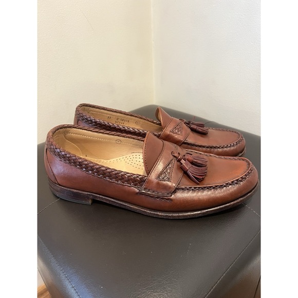 ALLEN EDMONDS Made in USA Maxfield Woven Tassel Loafer Cognac  (Brown) Size 11 - Picture 2 of 11